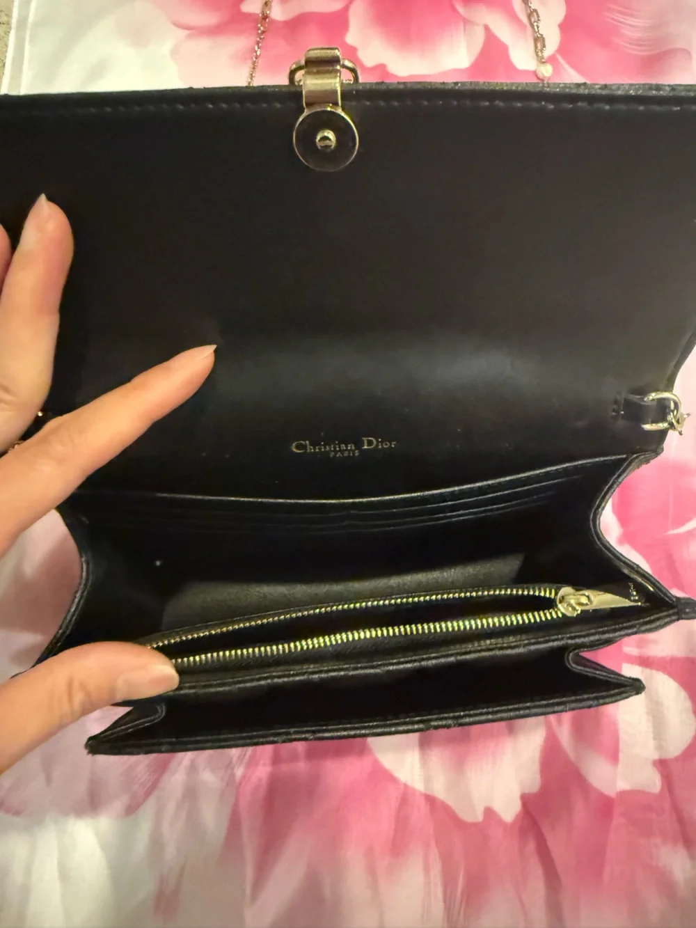 Black Quilted Chain Shoulder Bag with Gold Hardware
